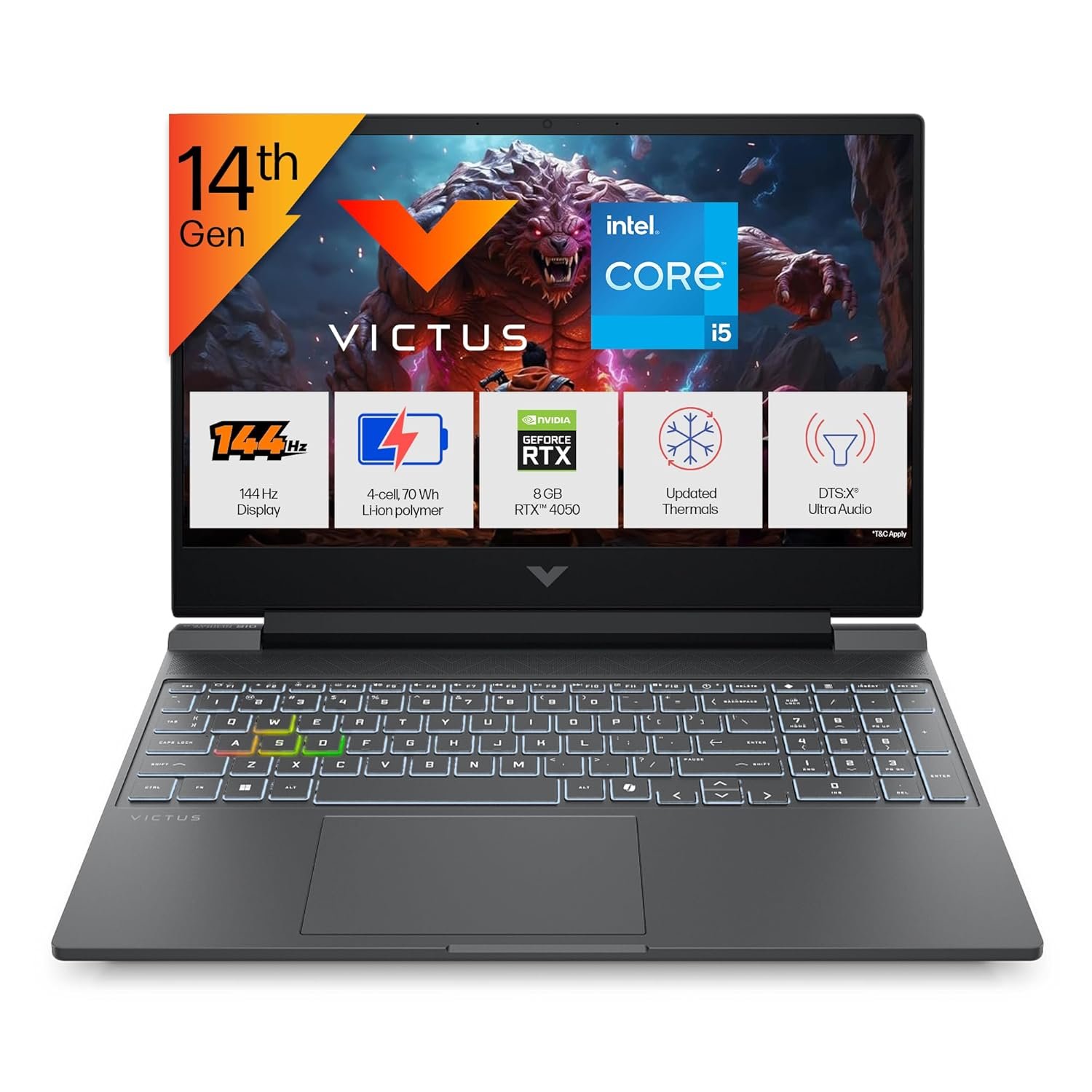 HP Victus, Intel Core i5-14450HX 14th Gen, 6GB RTX 4050, 24GB DDR5(Upgradeable) 512GB SSD, FHD, 144Hz, 300 nits, 15.6''/39.6cm, Win11, M365* Office24, Mica Silver, 2.29kg, fa2382tx