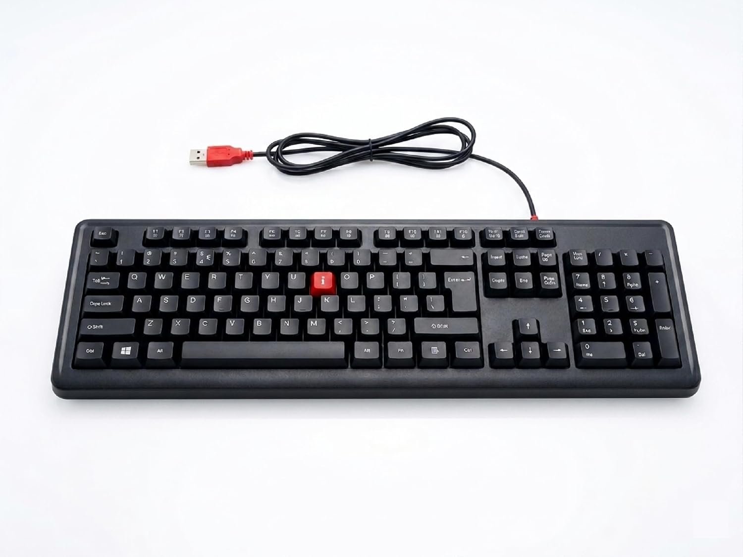 iBall QWERTY 101 Wired USB Keyboard, Full Size 104 Keys, Durable & Long Lasting, Plug & Play USB, 12 Multimedia Keys, 1.5m Cable, for PC, Laptop, Desktop, Windows, Black